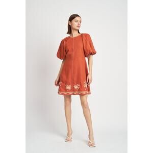 En Saison Melba Mini Dress Ginger Large Linen Blend